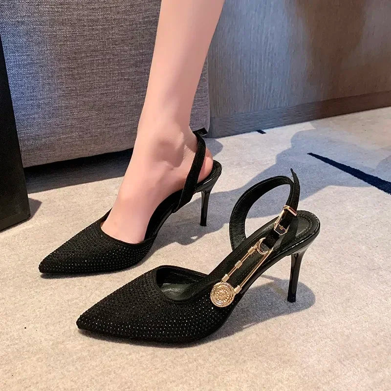 Pointed Rhinestone Party Dress Fashion Designer Luxury  Gladiator Low Heel Pumps Secondary image