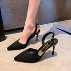 Pointed Rhinestone Party Dress Fashion Designer Luxury  Gladiator Low Heel Pumps