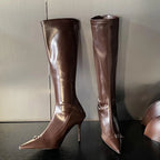 Unique Chic Stylish Pointed Toe Buckle Design Knee High Boots