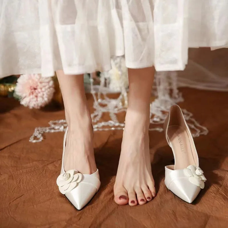 Pointed Solid Color Summer Slingback Women Slip on Shoes Low Heel Pumps Main image