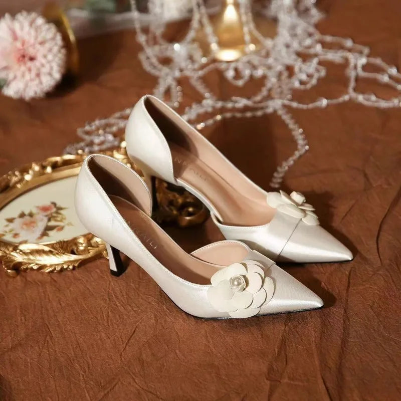 Pointed Solid Color Summer Slingback Women Slip on Shoes Low Heel Pumps Secondary image