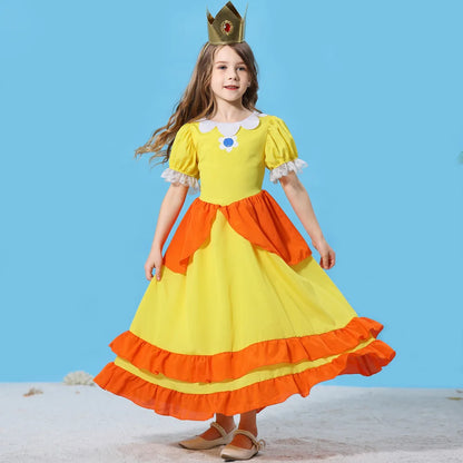 Princess Cosplay Peach Dress Accessories Halloween Role Play Carnival Birthday Kid Costume