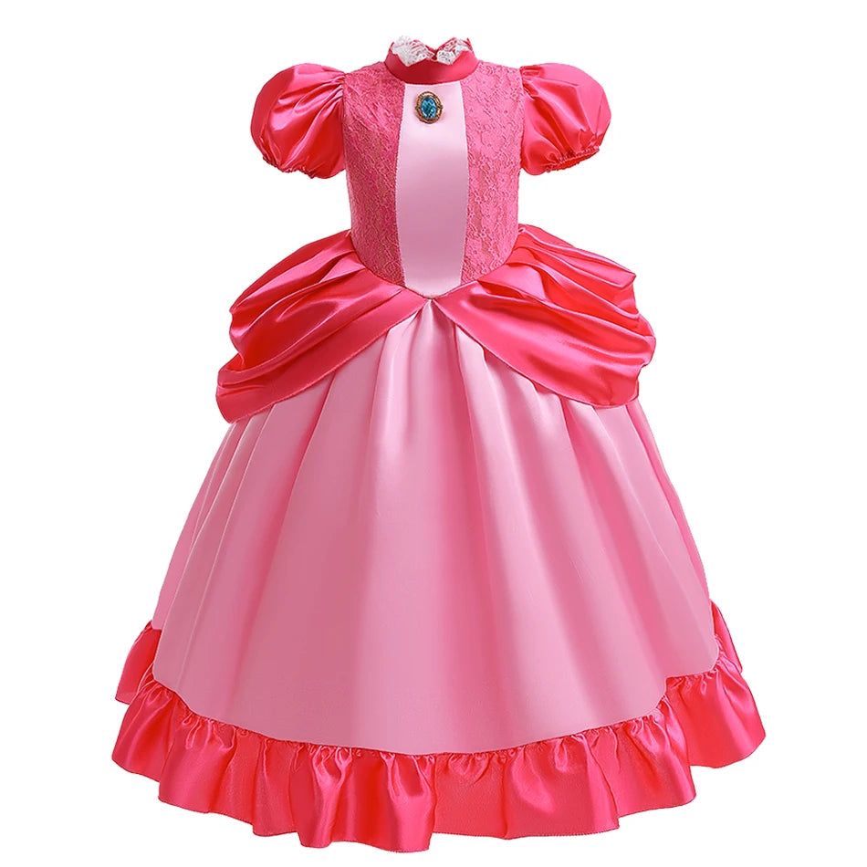 Princess Cosplay Peach Dress Accessories Halloween Role Play Carnival Birthday Kid Costume