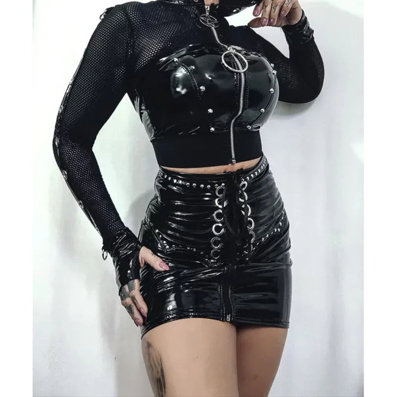 Hooded  Dark Grunge Punk Zip Up Gothic Faux Cardigan Main image