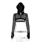 Hooded  Dark Grunge Punk Zip Up Gothic Faux Cardigan