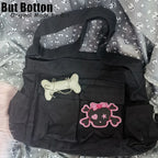 Punk Gothic Large Capacity Trendy Personalized Canvas Shoulder Bag