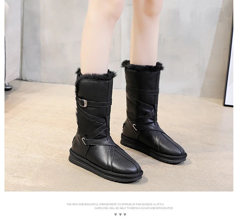 Thick Bottom Super Warm Flat Bottom Fur Wool Tide Snow Boot