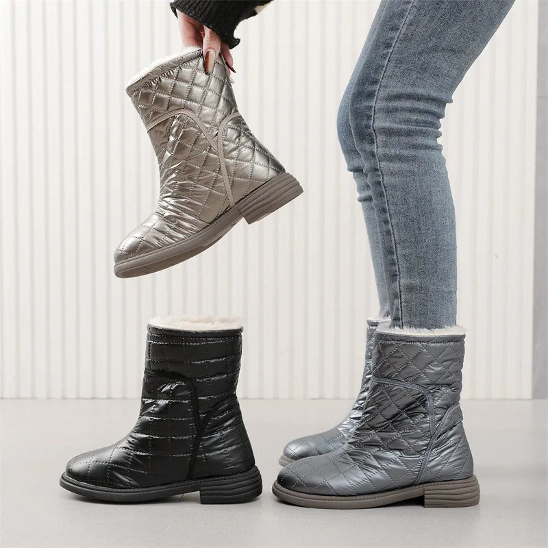 Flat Fashion Warm Plush Velvet Cotton Winter Short Snow Boot Secondary image