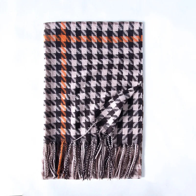 Red Plaid Cashmere Korean Style Fashion Warmer Hijab Pashmina Scarf for Women