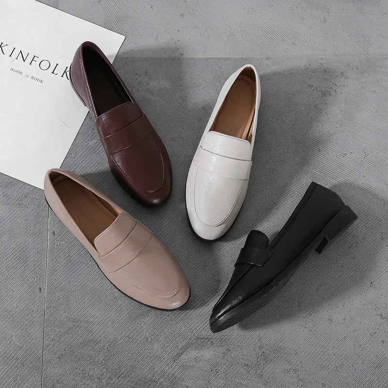 Retro Leather Casual Round Toe Office Work Fashion Slip On Flats Loafers Main image