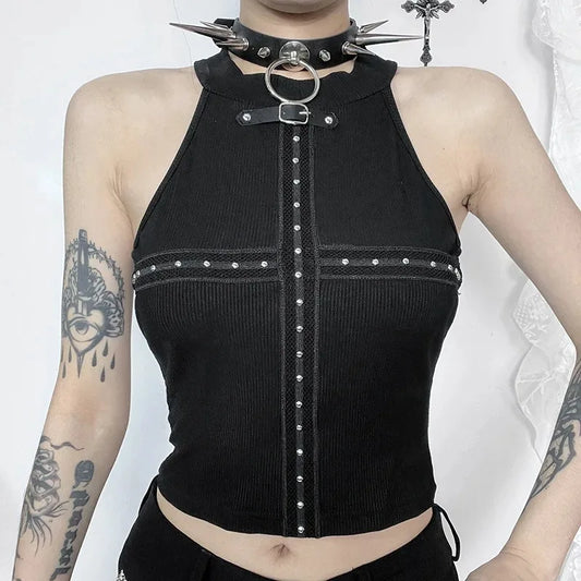 Punk Streetwear Backless Off Shoulder Crop Top