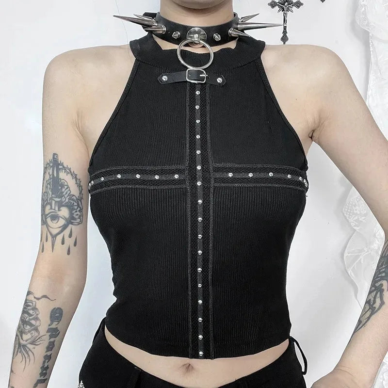 Punk Streetwear Backless Off Shoulder Crop Top Main image