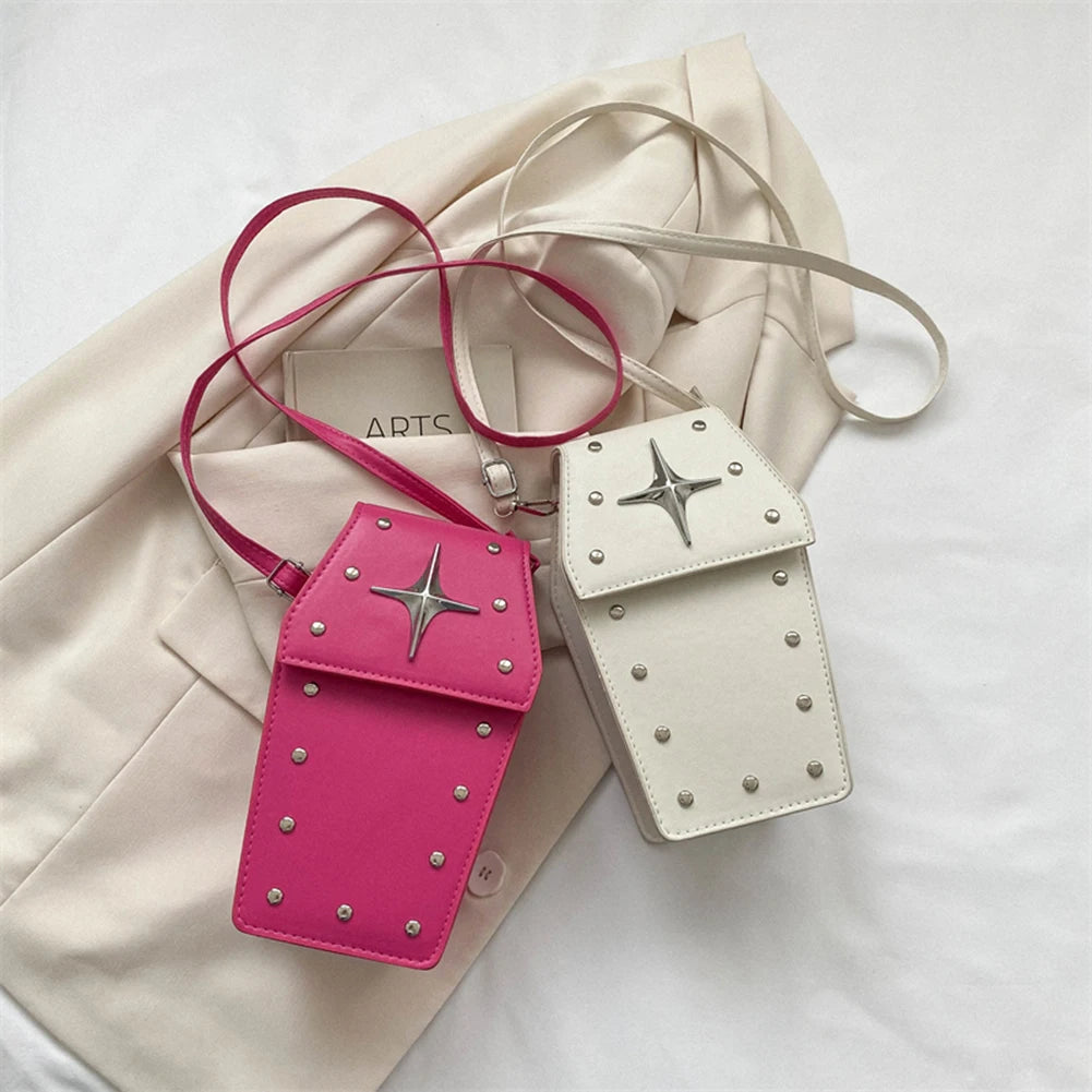 Retro Gothic Dark Personalized Casual Star Rivet PU Leather Women Halloween Handbag Secondary image