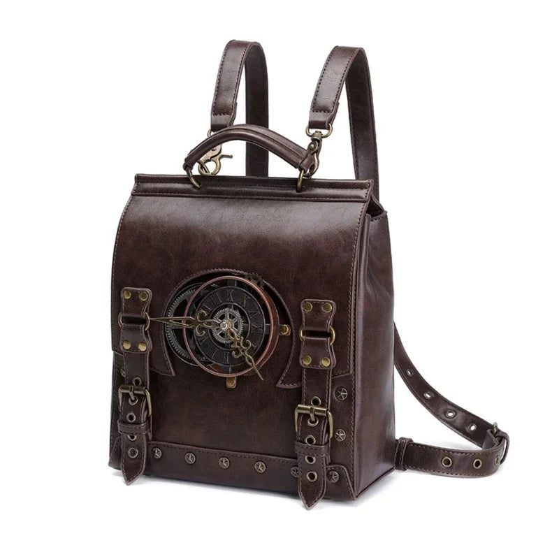 Retro Steampunk Vintage Industrial Gothic Medieval Leather Women Satchel Briefcase Bag Main image