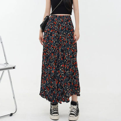 DressBetty - Korean Fashion Floral Print Elegant Long Skirt