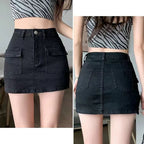 DressBetty - Tight High Waist  Side Split Denim Skirt