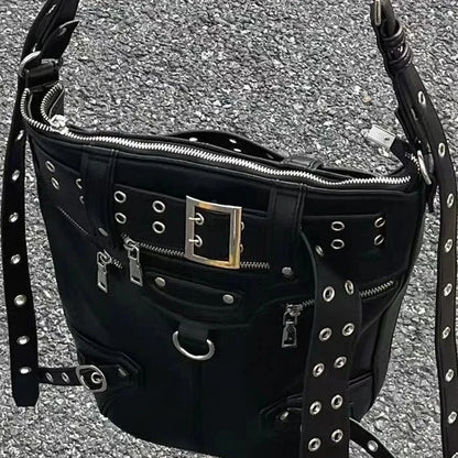 Gothic Rivets Big Volume Dark Metal Cool Motobiker Harajuku Chic Messenger Bag