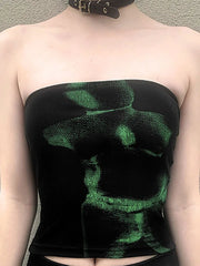 Gothic Cyber Punk Black Strapless