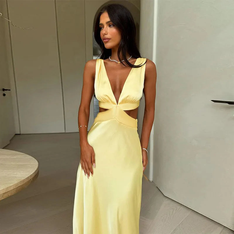 Hollow Slit High Waist Maxi Party Dress Secondary image
