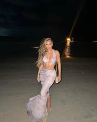 Halter Skirt Thong Sexy Three Piece Swim Sets