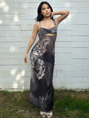 Lace Cut Out Bodycon Maxi Dress