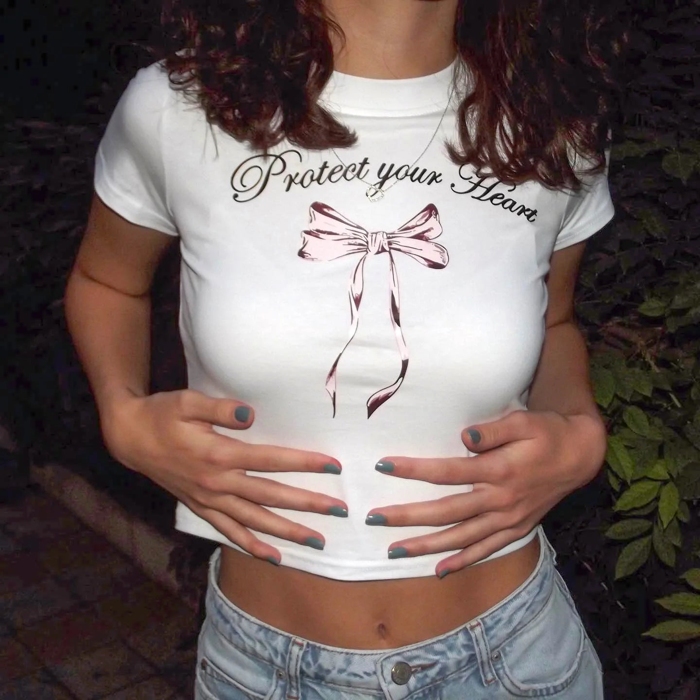 Letter Print Slim Fit Crop Top Secondary image