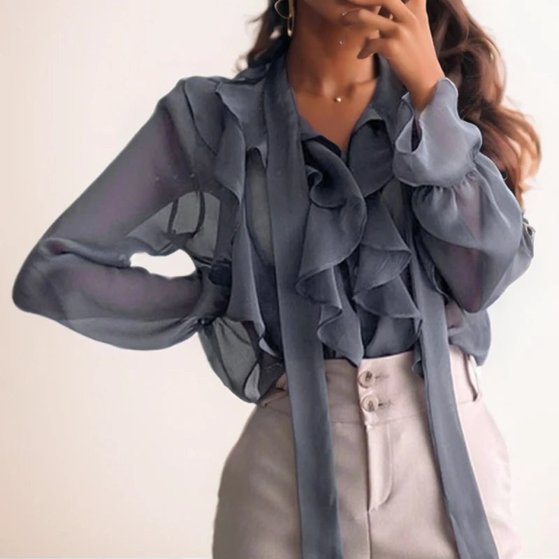Chiffon Bow Office Lady Casual Blouse Main image
