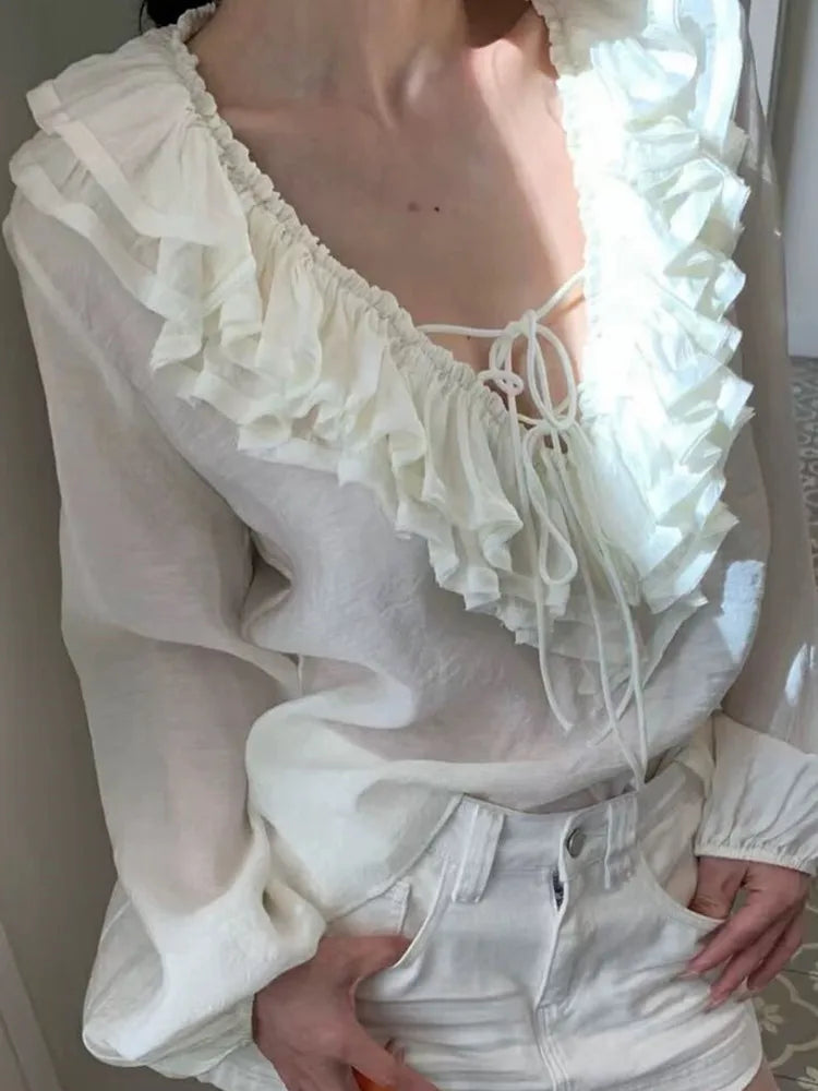 Summer Multi-color Layered Decoration Blouse Secondary image