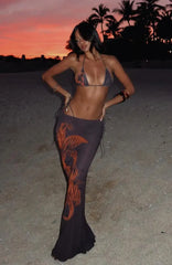 Retro Print Lace-up Thong Cover Up Three Piece Swim Sets