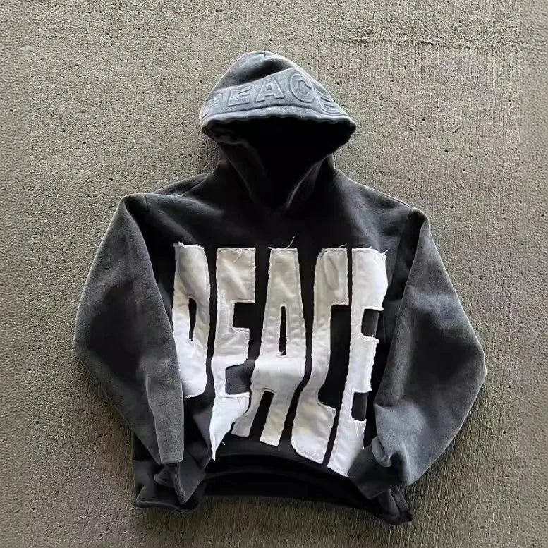Letter Patch Black Hoodie Main image