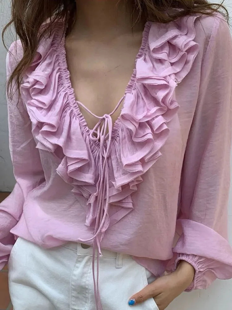 Summer Multi-color Layered Decoration Blouse Main image