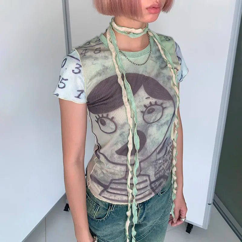 Grunge Aesthetics Mesh Sheer Top Secondary image
