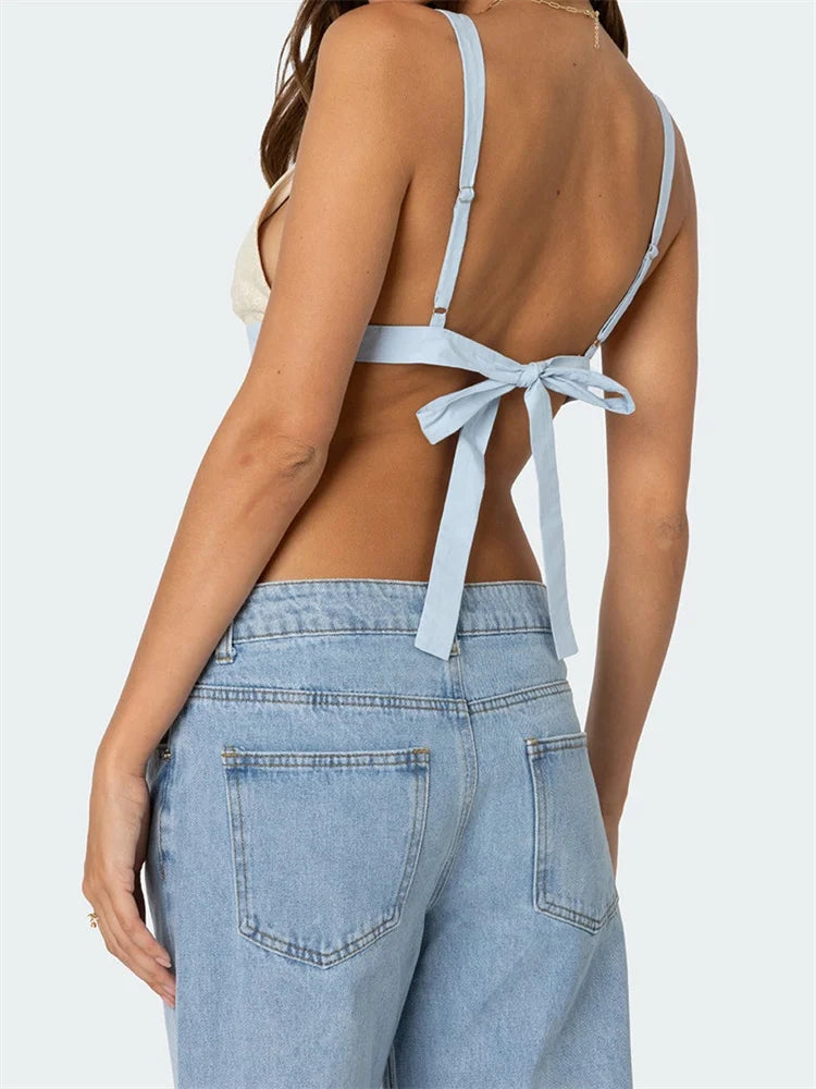 Vintage Patchwork Lace Floral Tie-Up Cami Top Secondary image