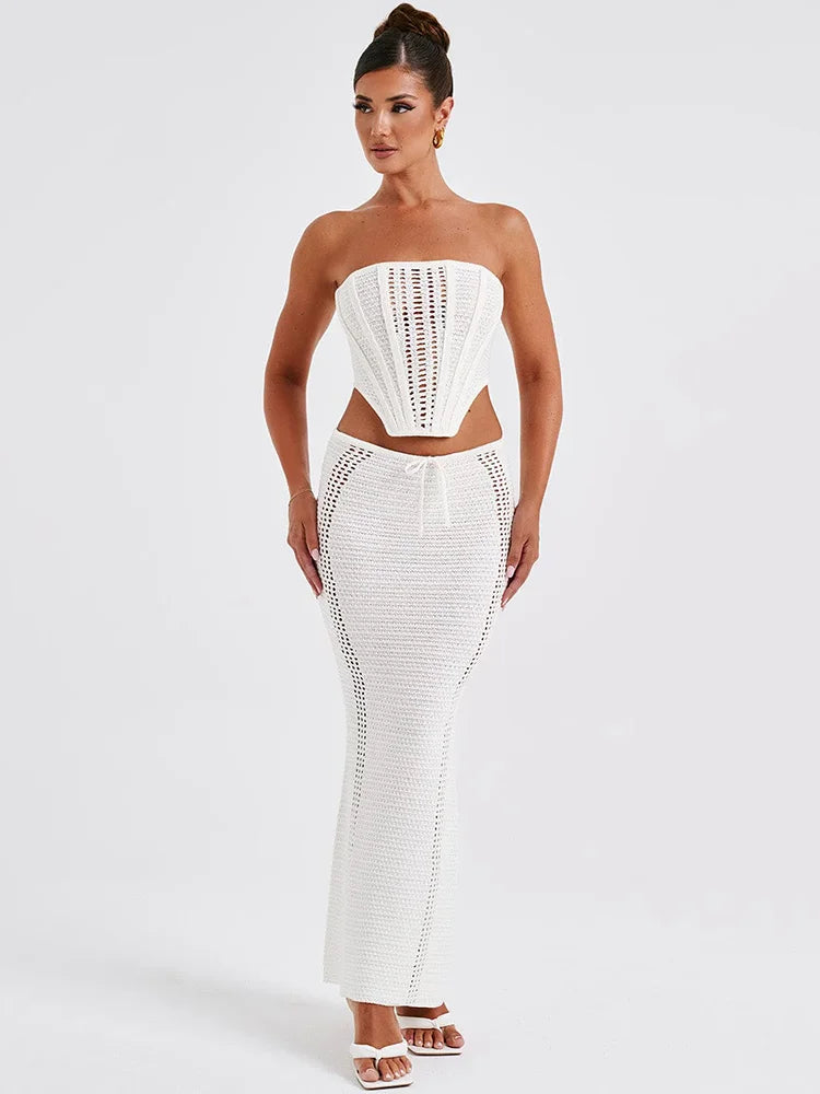 Strapless Lace Bandage Maxi Knit Set Secondary image