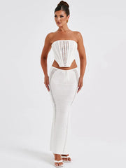 Strapless Lace Bandage Maxi Knit Set
