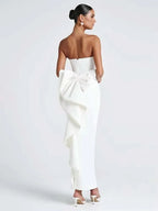 Pearl Bow Waist Wrap Backless Mini Dress