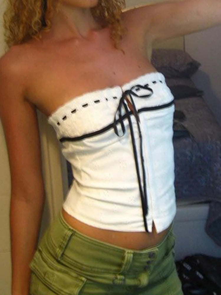 Jacquard Buckle Corset Strapless Main image