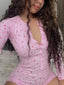 Floral Print Crewneck Chic Long Romper