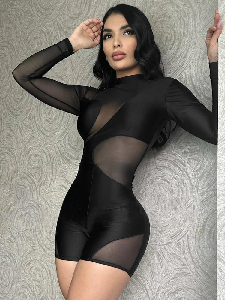 Patchwork Full Sleeve Fitness Romper Secondary image