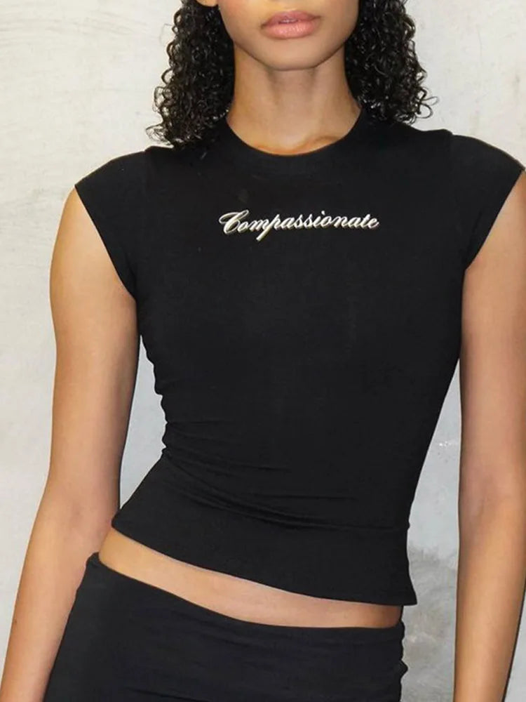 Y2K Letter Print Crop Top Secondary image