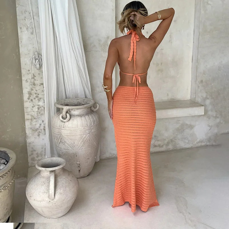 Solid Knitted Bikini Cover Summer Slip Dress Secondary image
