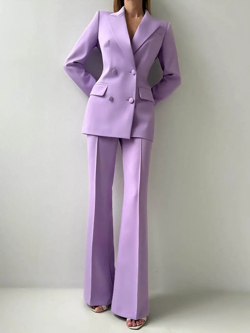 Purple Double Breasted Pant Suit Secondary image