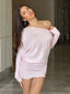 Oblique Shoulder Long Sleeve Mini Dress