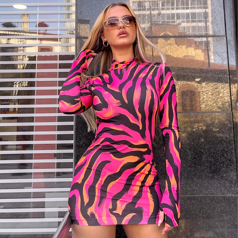 Zebra Print Long Sleeve Wrap Mini Dress Secondary image