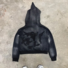 Rhinestone Patch Oversized Hoodie