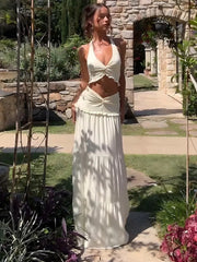 Hollow Out Patchwork Maxi Knit Set