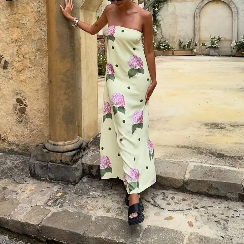 Strapless Loose Fit Tube Floral Dress Main image
