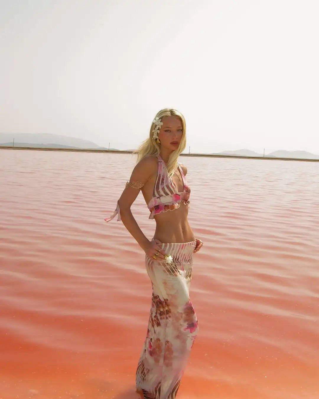 Flower Print Halter Neck Cover-ups Three Piece Swim Sets Secondary image