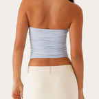 Ruched Metal Clip Front Strapless