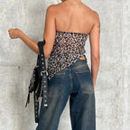 Leopard Triangle Hem Tube Strapless